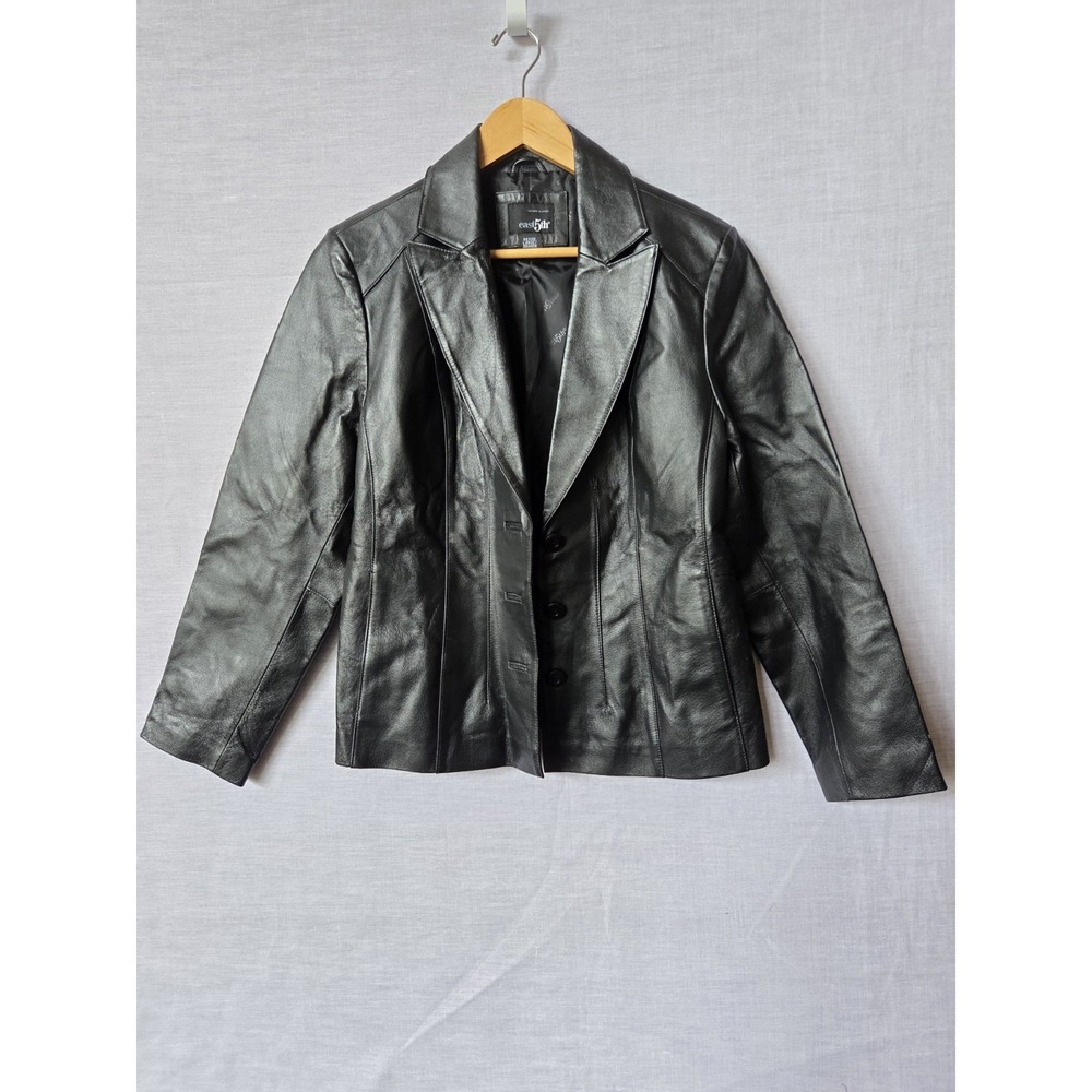 East 5th Avenue Woman's Leather Blazer Jacket Size Large Petite New Vintage Y2K